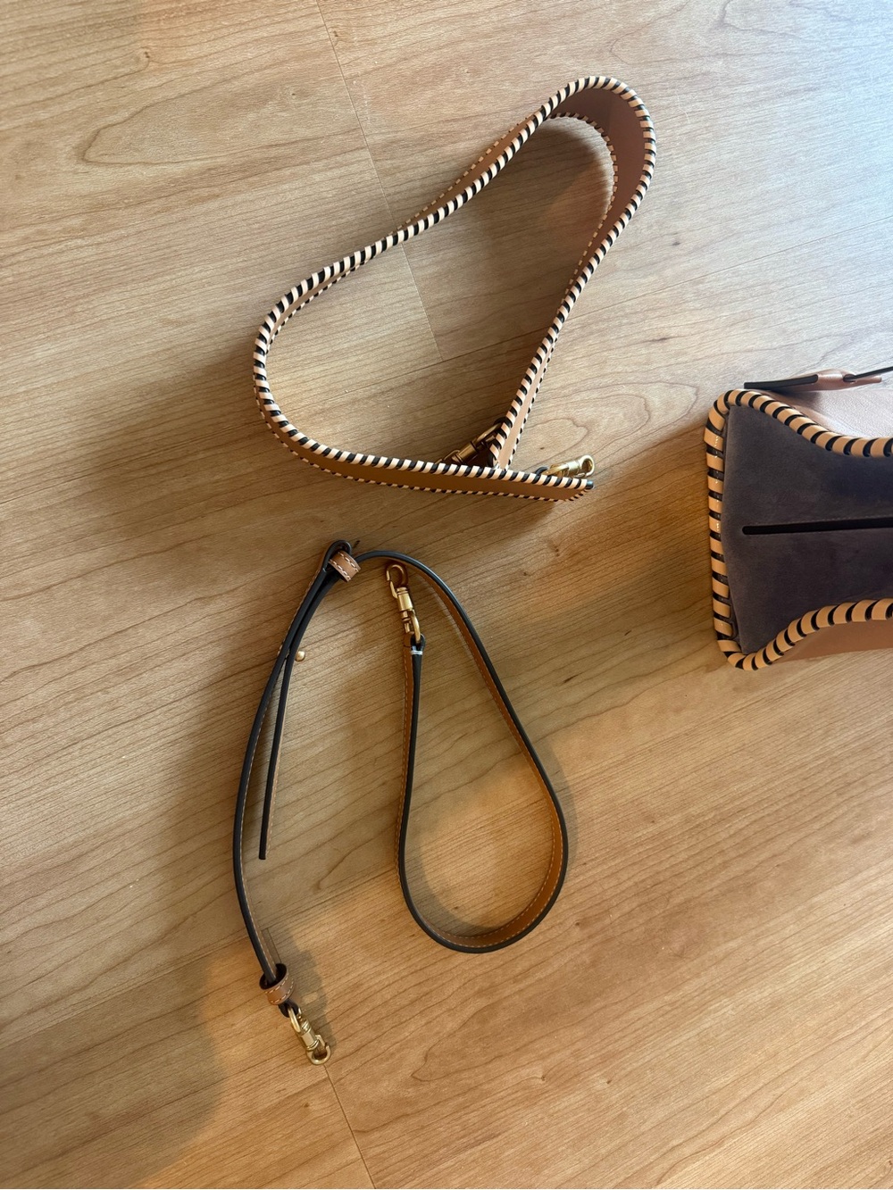 Tory Burch Burnt Orange and Brown Whipstitch Leather Double Bag Satchel - Picture 6 of 16